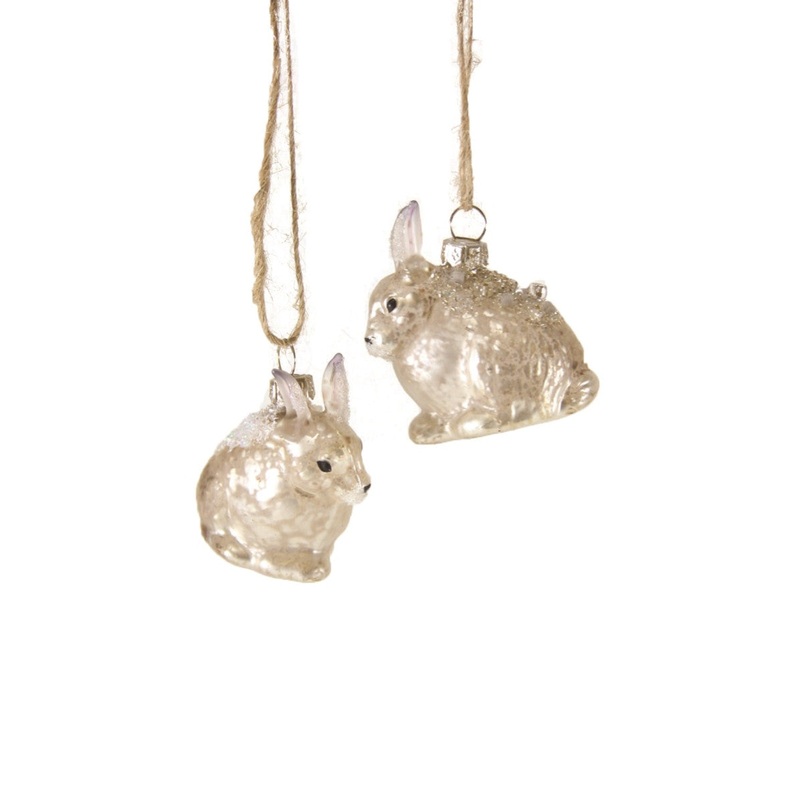 Arctic Hare Mercury Glass Holiday Ornament