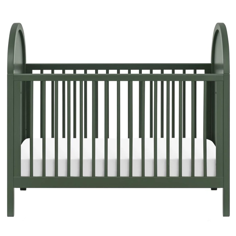 Babyletto Bondi Cane 3-in-1 Convertible Crib with Toddler Bed Conversion Kit Forest Green with Natural Cane