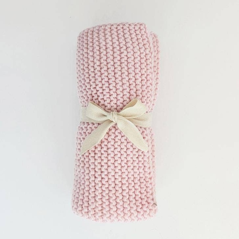 Blush Garter Stitch Knit Blanket Baby: 24″ x 24″