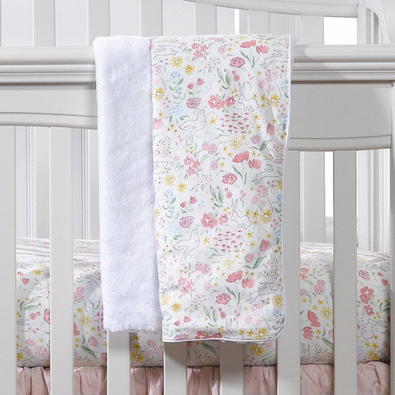 Liz and Roo Spring Garden Minky Receiving Blanket