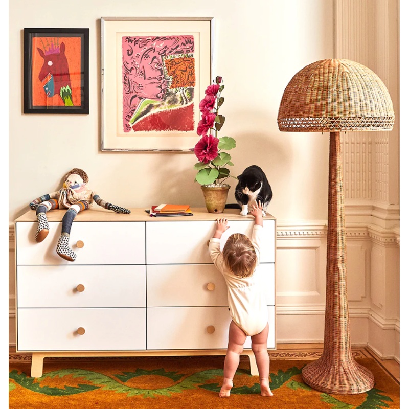 Merlin 6 Drawer Dresser Sparrow White/Birch