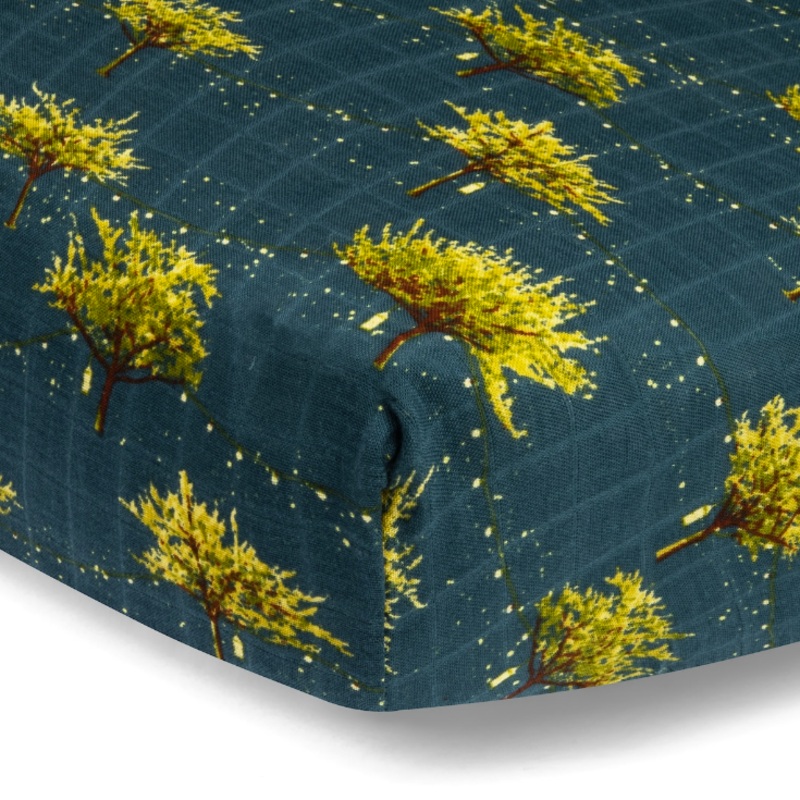 Milkbarn Bamboo Muslin Fitted Crib Sheet Planets