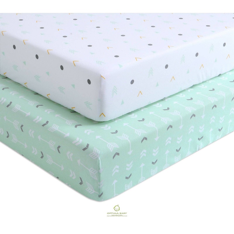 OptimaBaby 2PCS Pack Woodland Green Arrow Fitted Crib Sheets