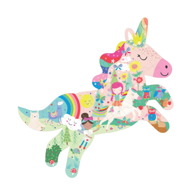 Rainbow Unicorn 40pc “Unicorn” Shaped Jigsaw with Shaped Box