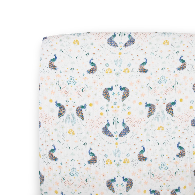 Cotton Muslin Crib Sheet – Peacock Peacock