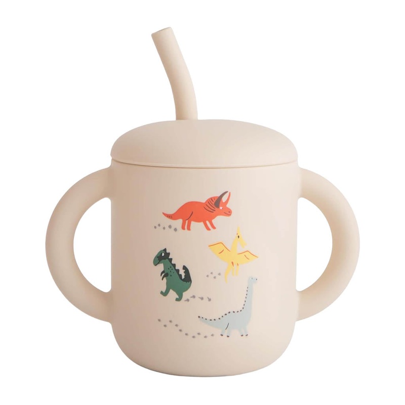 Mushie Silicone Training Cup and Straw Blush