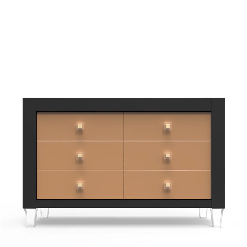 Romina Millenario Double Dresser Solid Black White Oak