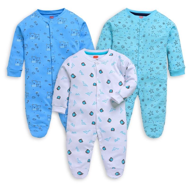 Baby Boys & Baby Girls  Pack Of 3 Full Sleeve Romper/Bodysuit 100% Cotton S – 1 to 3 months