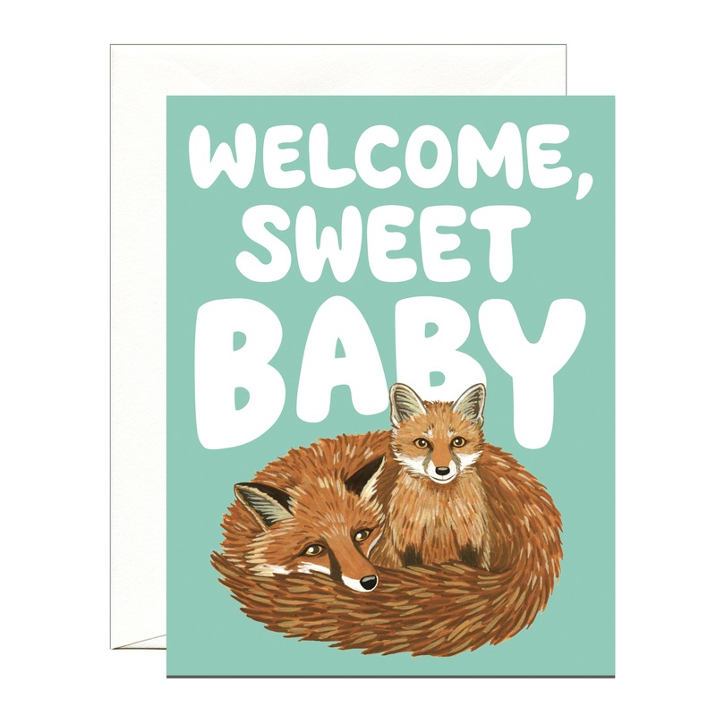 Baby Fox and Mom Congratulations Baby Shower Card