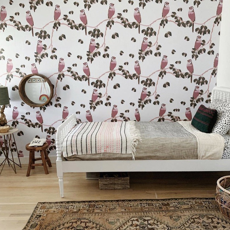 Chickadee Mural Traditional Wallpaper