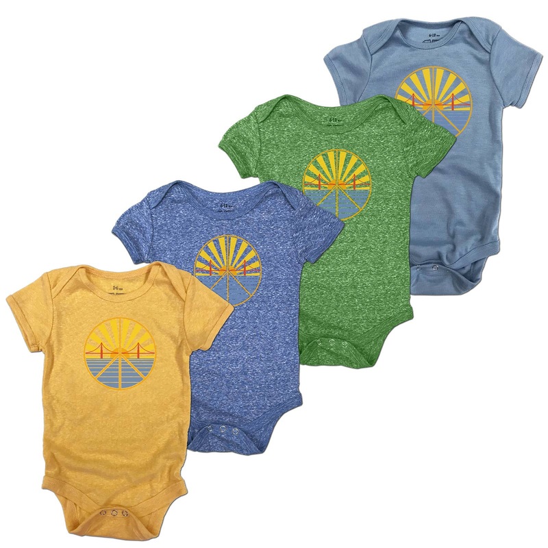 Golden Gate Bridge Sunset Peace Onesie Gold 3-6 Months