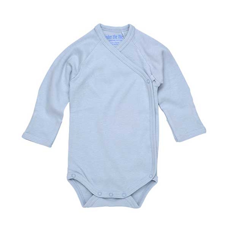Under The Nile Long Sleeve Side Snap Babybody – Ice Blue 3-6 months