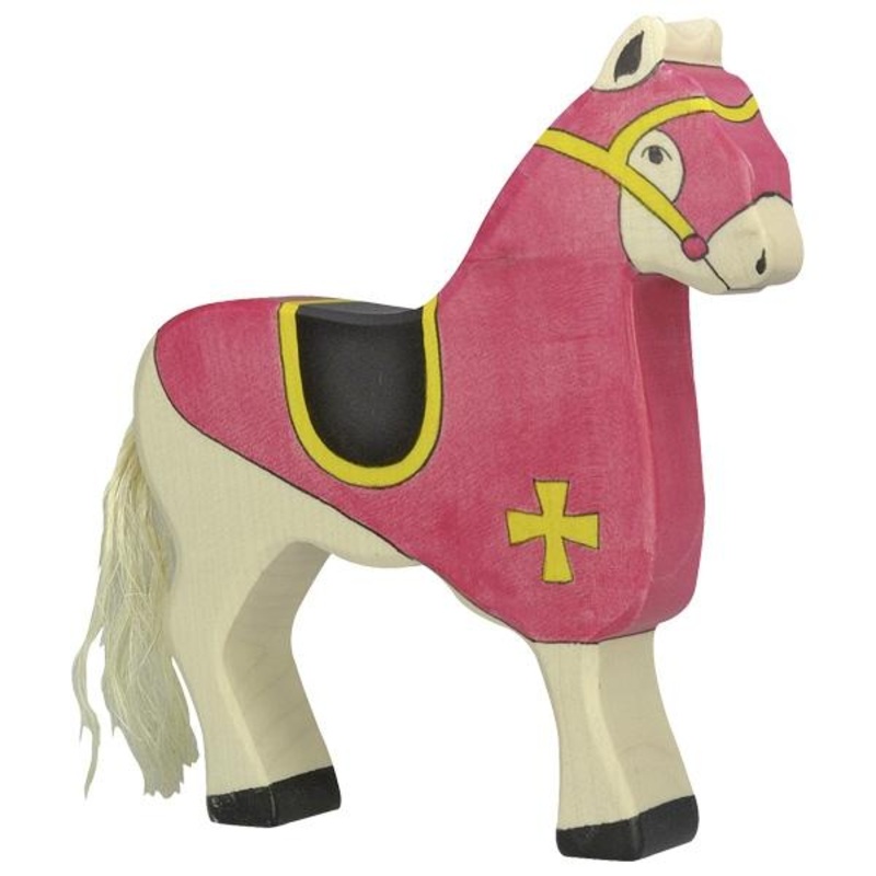 Wooden Red Tournament Horse