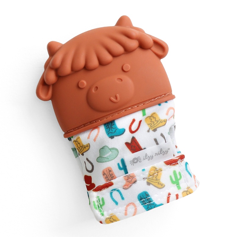 *NEW OPTION* Itzy Mitt Silicone Teething Mitts Highland Cow