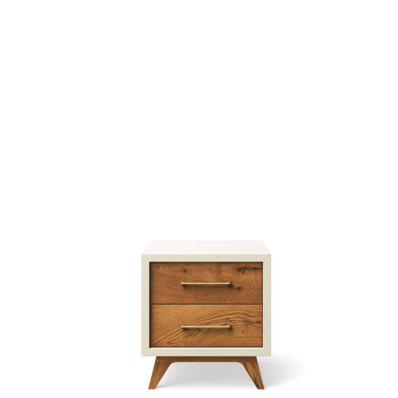 Romina Uptown Nightstand Bianco Satinato Gold