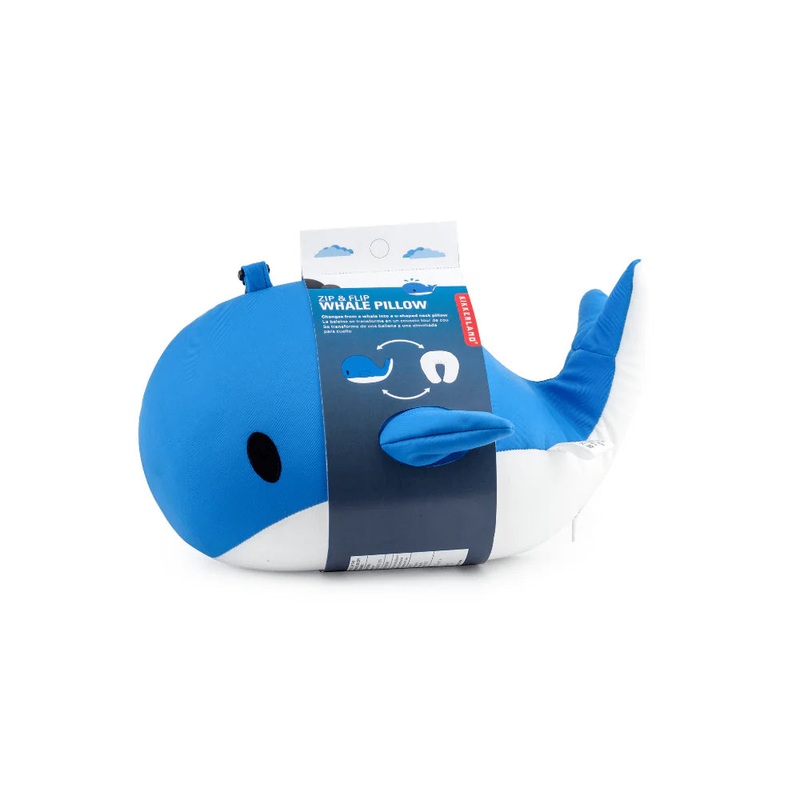 Whale Zip & Flip Travel Pillow