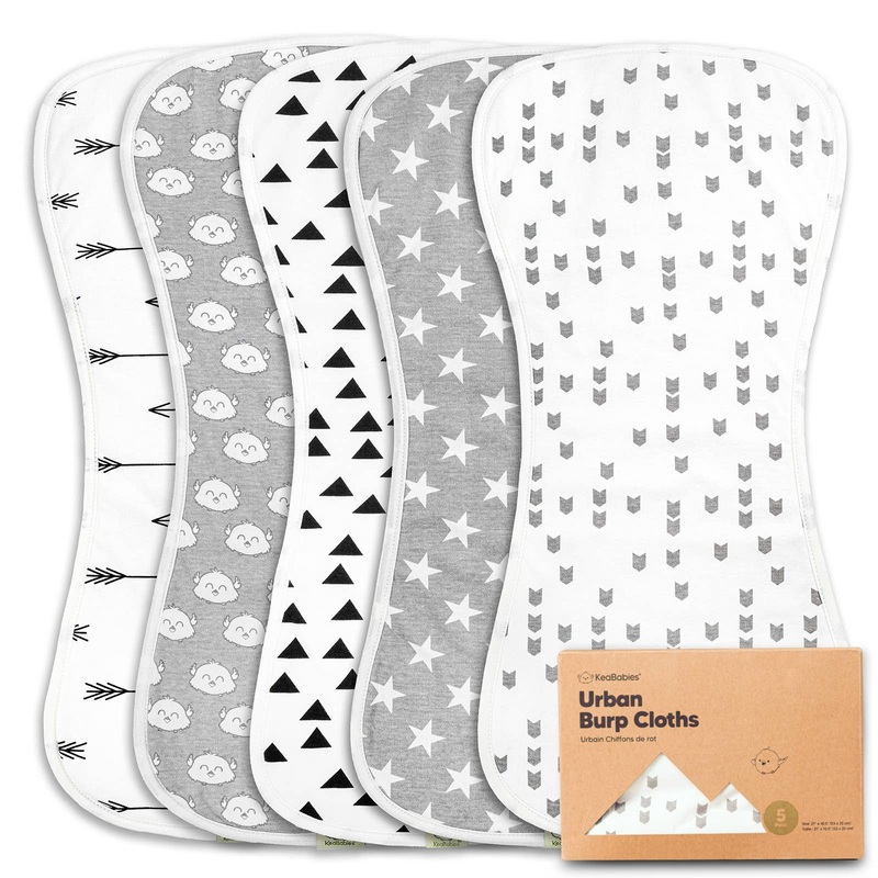 5-Pack Urban Burp Cloths Grayscape