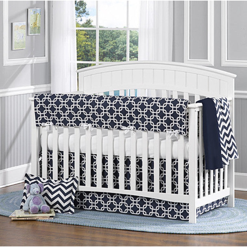 Liz and Roo Navy Metro with Chevron Baby Bedding Set