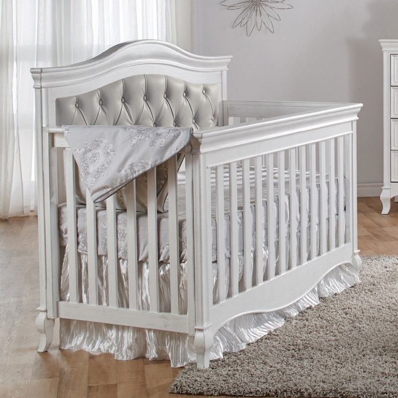 Pali Diamante Collection Forever Crib in Vintage White Grey Leather