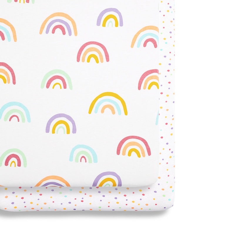 Snuz Twin Pack Bassinet Sheets – Multi Rainbow