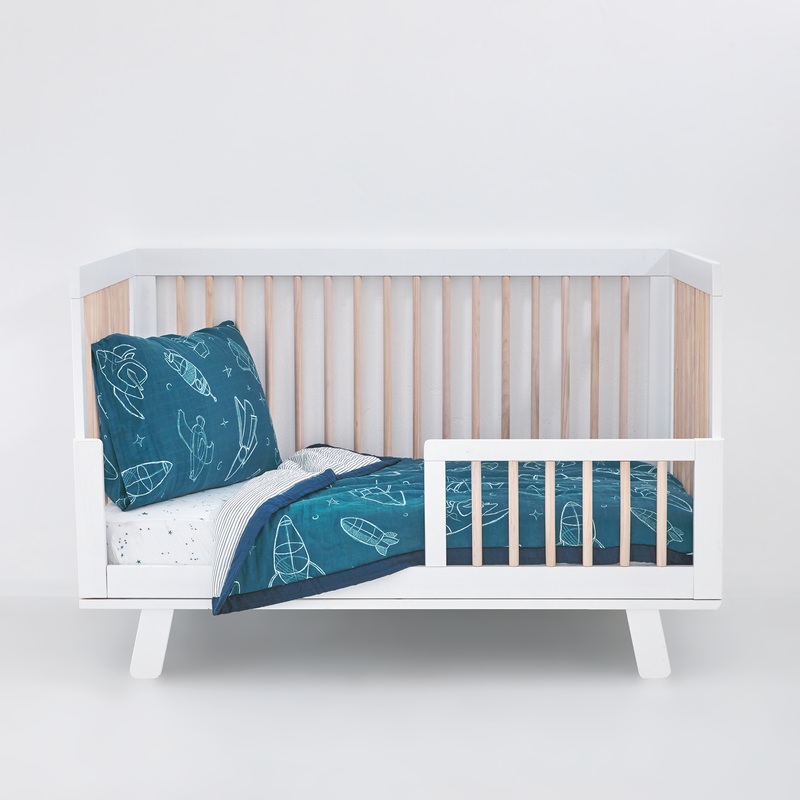 Cotton Muslin Toddler Bedding 3 Piece Set – Blast Off Blast Off