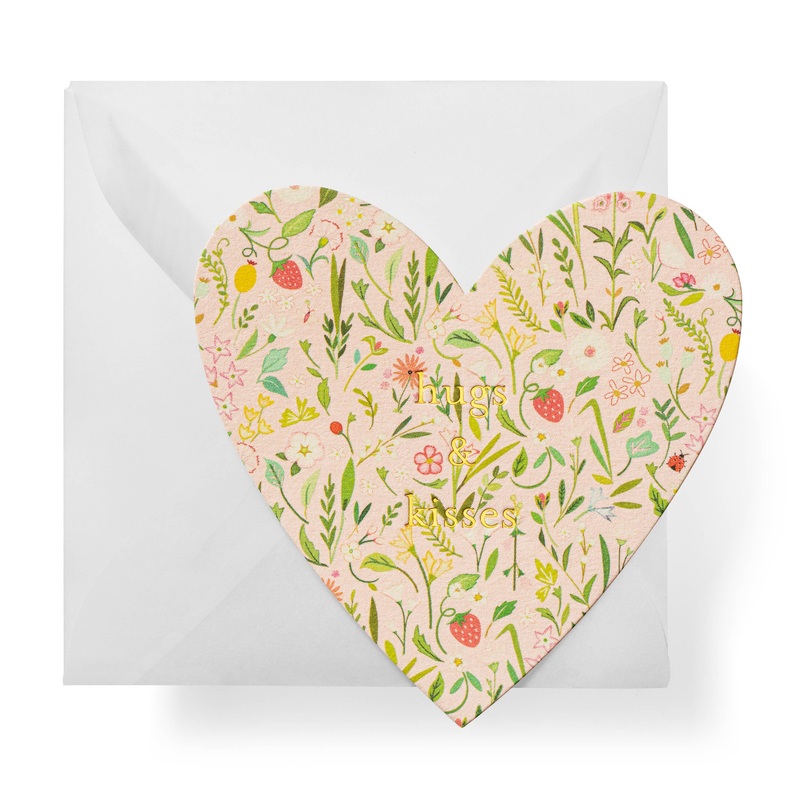 Hugs and Kisses Floral Heart Gift Enclosures Individual