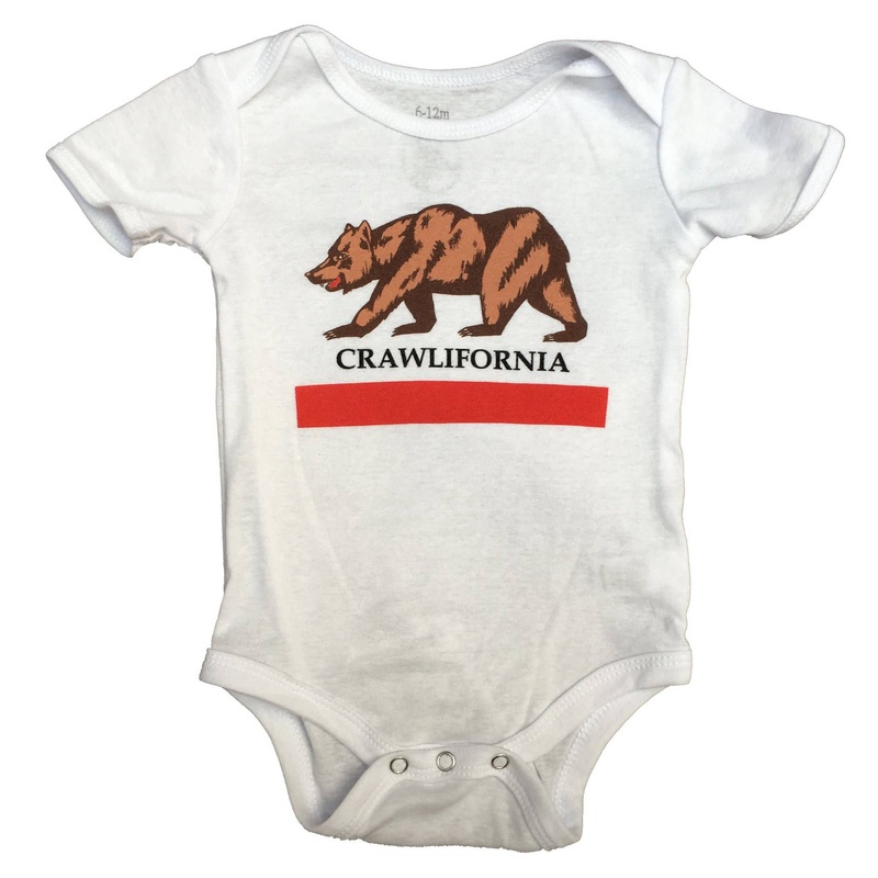 White Crawlifornia Bodysuit Onesie 3-6 mo