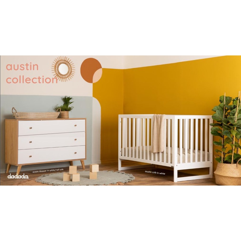 dadada Austin 3-Drawer Dresser. White and Natural