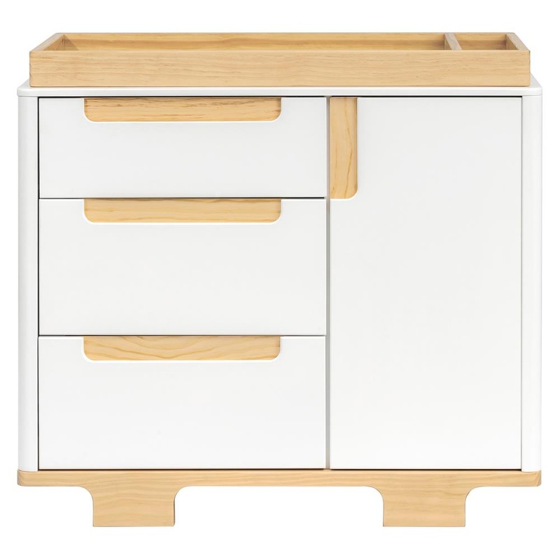 Baby Letto Yuzu 3 Drawer Changer Dresser w/ Tray White/Natural