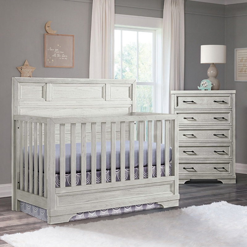 Westwood Foundry 2 Piece Nursery Set – Crib and 5 Drawer Chest in White Dove