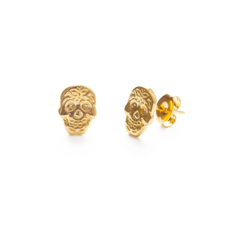 Mexican Sugar Skull Stud Earrings