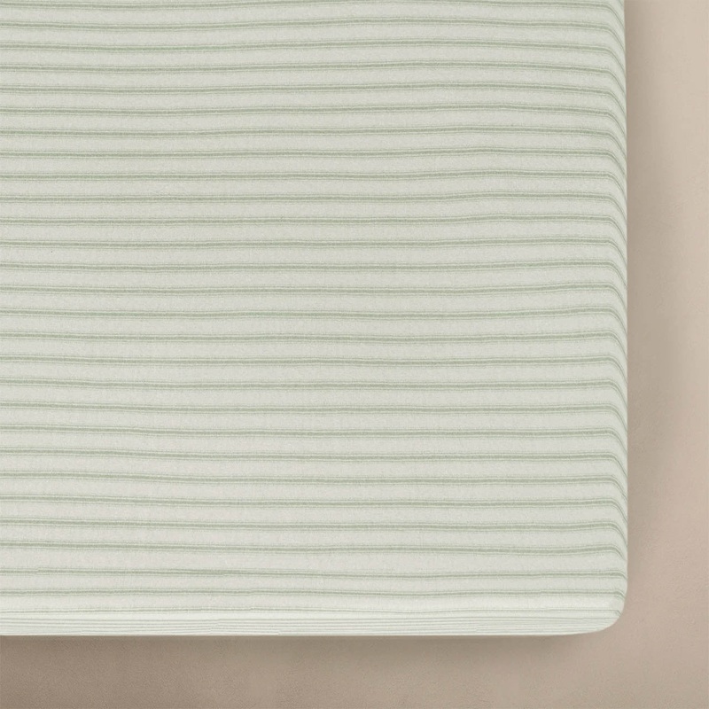 Oilo Fable Crib Sheet- Stripe Sea Moss Organic Jersey
