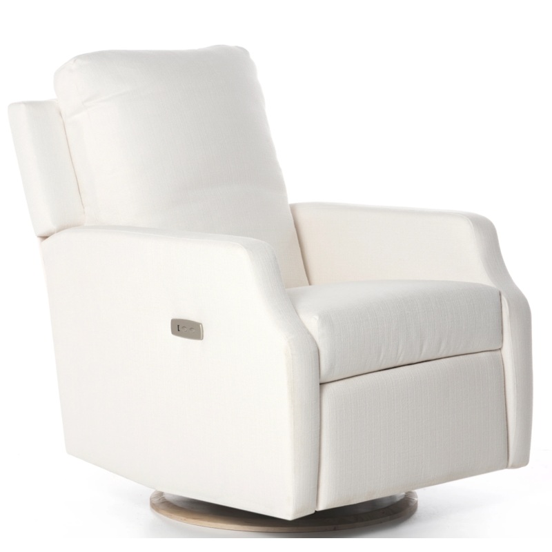 Oilo Harlow Swivel Glider Recliner Manual Recline Metal Base High Performance Cloud White