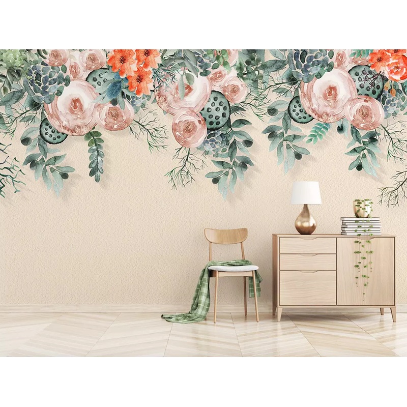 Vintage Vine Blossom Nostalgic Flower Removable Wallpaper Peel and Stick Vinyl W:150″ x H:98″