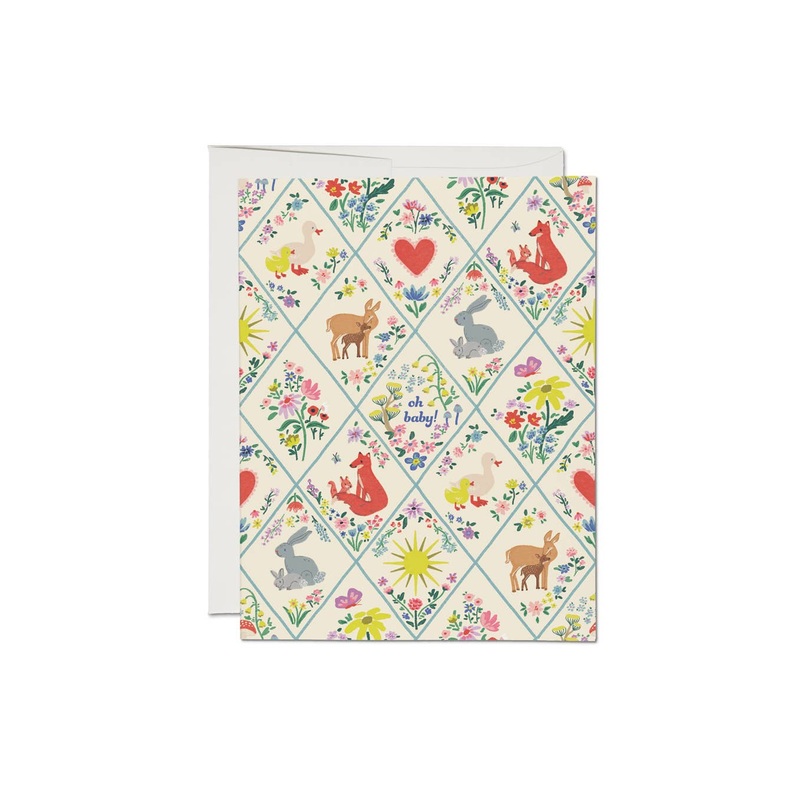 Woodland Critters baby greeting card