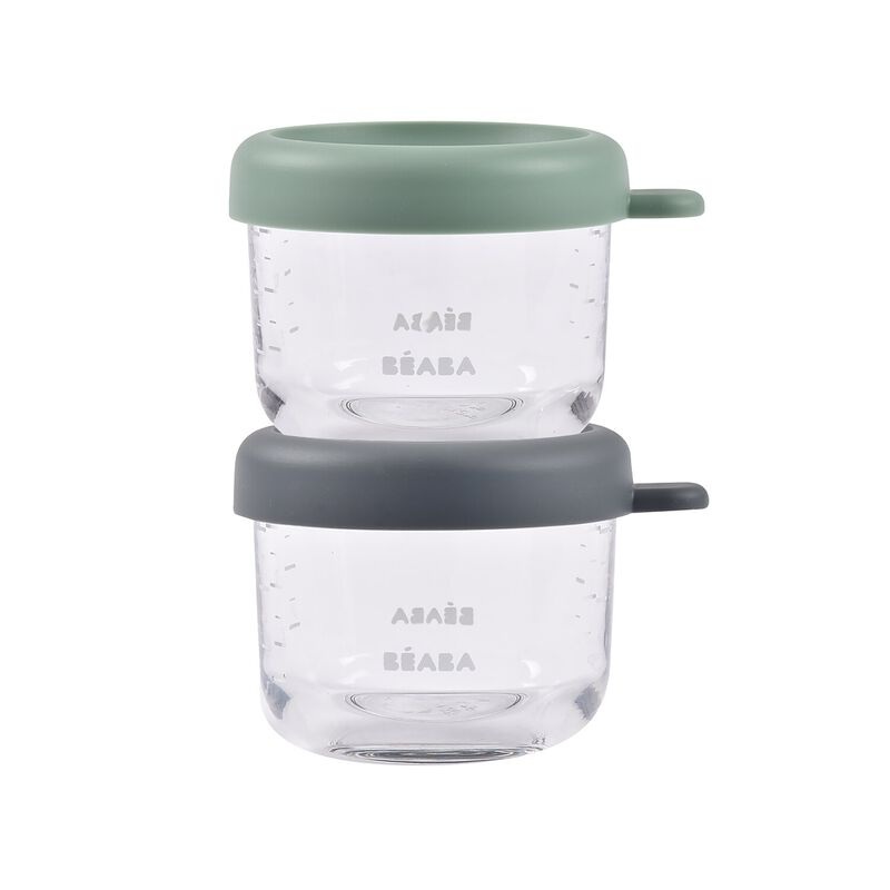 Beaba Glass Baby Food Jars Set of 2 – Sage/Mineral 150 ML – 5 oz
