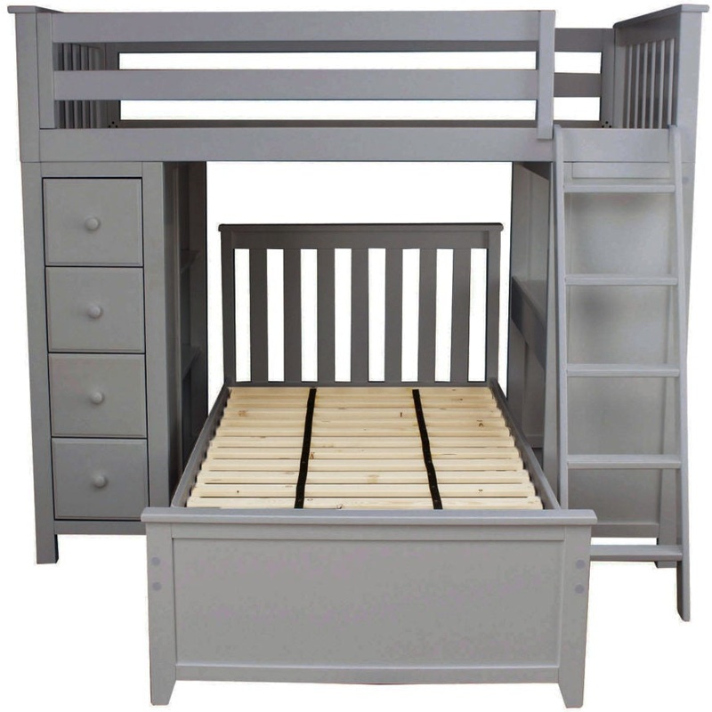 Jackpot Deluxe Loft Bed Storage Study + Twin Bed White