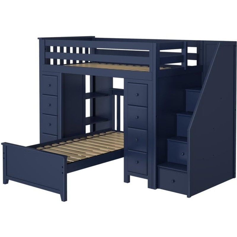 Jackpot Deluxe Staircase Loft Bed Storage Storage + Twin Bed White