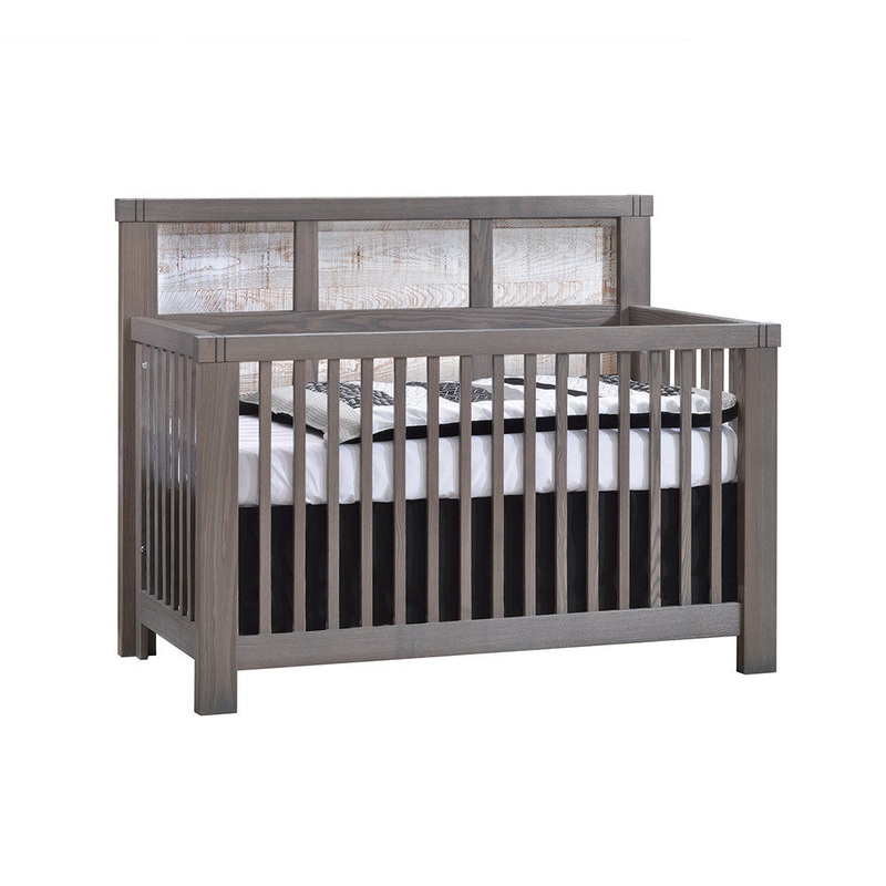 Natart Rustico Moderno Collection 4 in 1 Convertible Crib Grigio and White Bark
