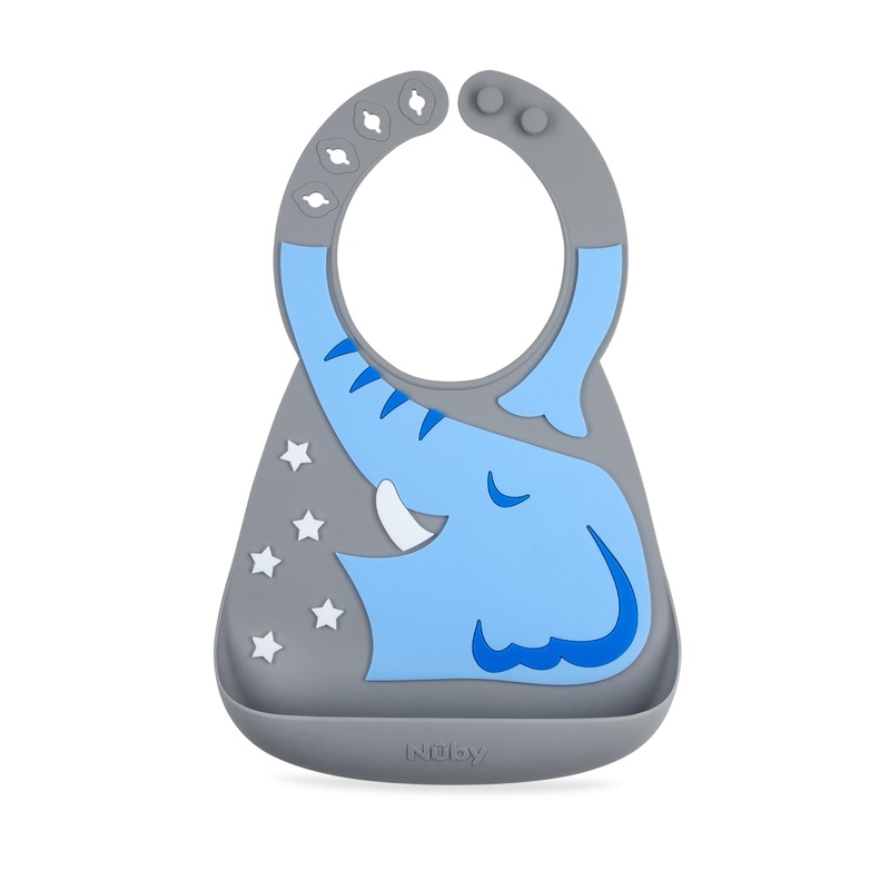 On-the-Go 3D Silicone Feeding Bib Grey Elephant