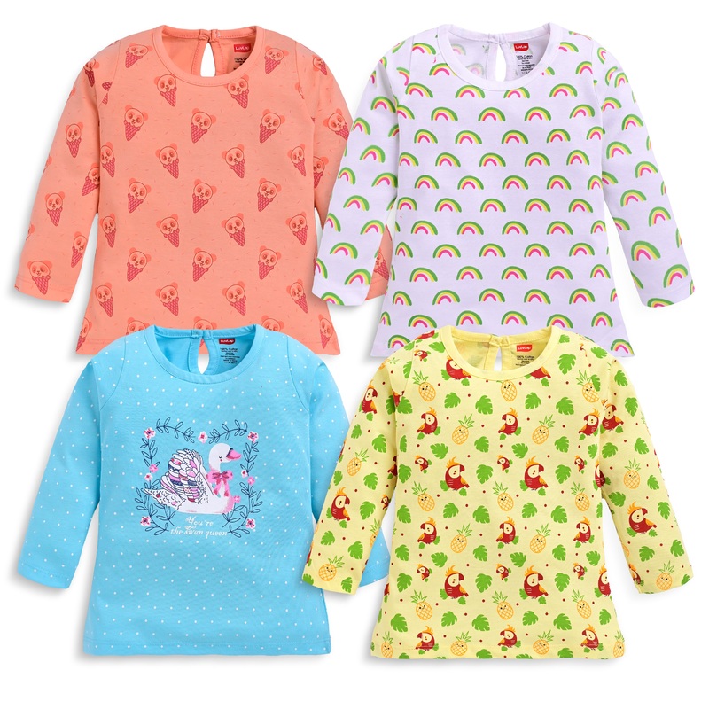 Baby Girls Pack Of 4 Full Sleeve Top 100% Cotton M – 3 to 6 Months