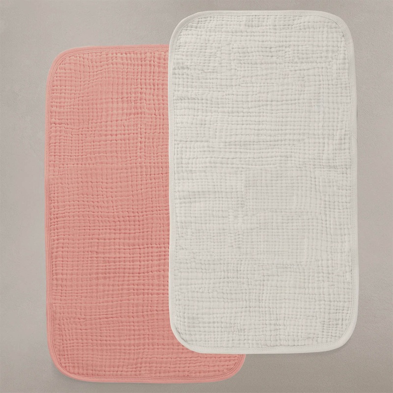 Oilo Fable Burp Cloth 2 Pack- Eggshell & Rosette Organic Muslin