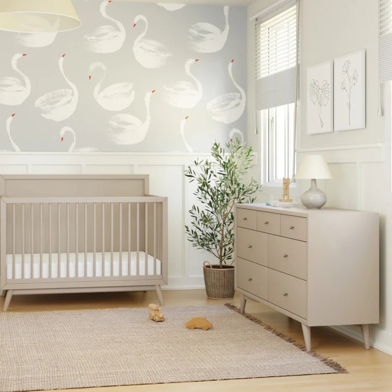 Babyletto Palma 4-in-1 Convertible Crib and Dresser Natural Walnut