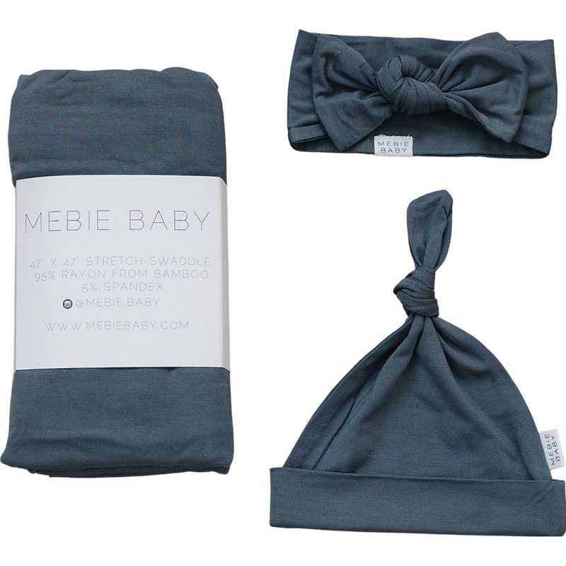 Bamboo Hat OR Head Wrap Set | Charcoal Swaddle + Knot Hat