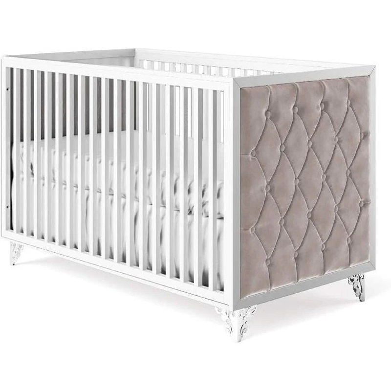 Romina New York Bella Classic Crib (Tufted) Solid White Solid White