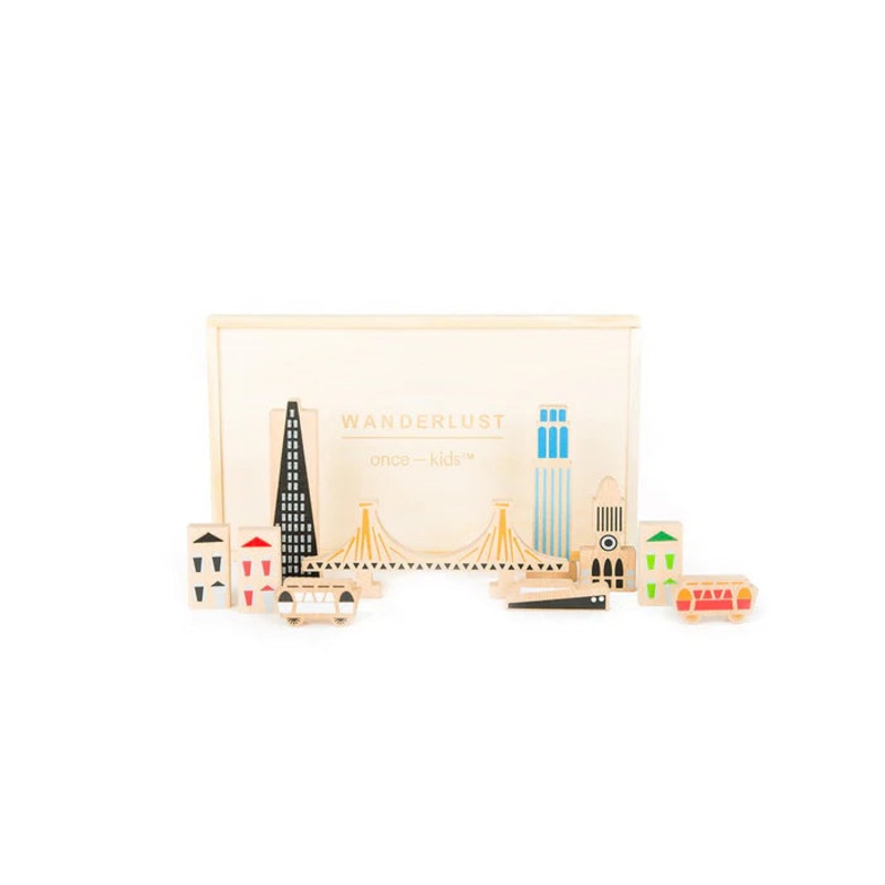 Wanderlust San Francisco Natural Wooden Block Play Set – Eco-Friendly City Blocks