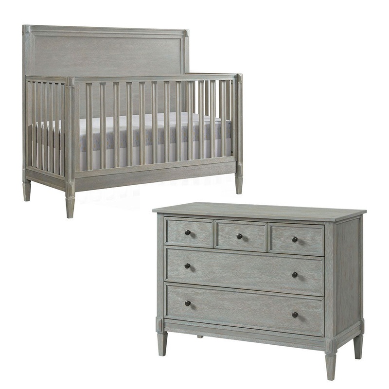 Westwood Vivian 2 Piece Nursery Set – Convertible Crib and 5 Drawer Dresser in Dawn