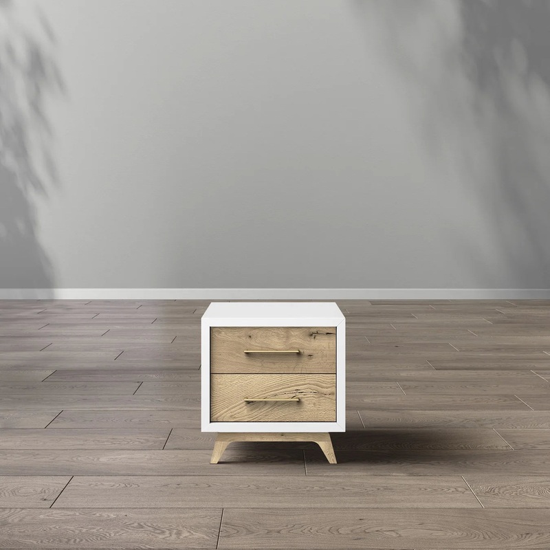 Romina Uptown Nightstand Bianco Satinato Black