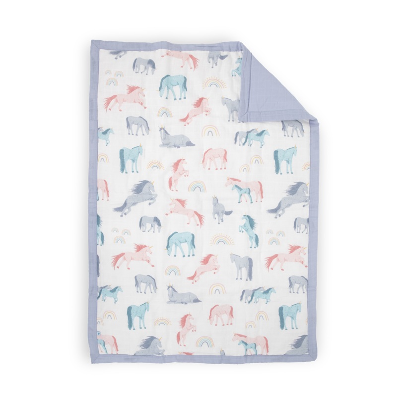 Cotton Muslin Toddler Comforter – Unicorns Unicorns