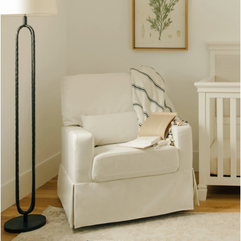 Crawford Pillowback Comfort Swivel Glider Performance Cream Eco-Weave